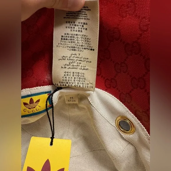 New Gucci x Adidas Wide Brim GG Supreme Logo Hat Red White Size M - Picture 14 of 14